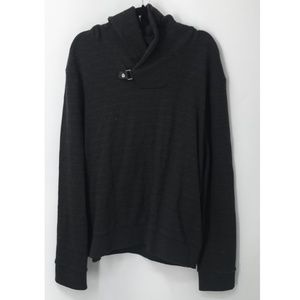 Ralph Lauren Black Label mens gray tonal stripe shawl collar sweatshirt sz XXL